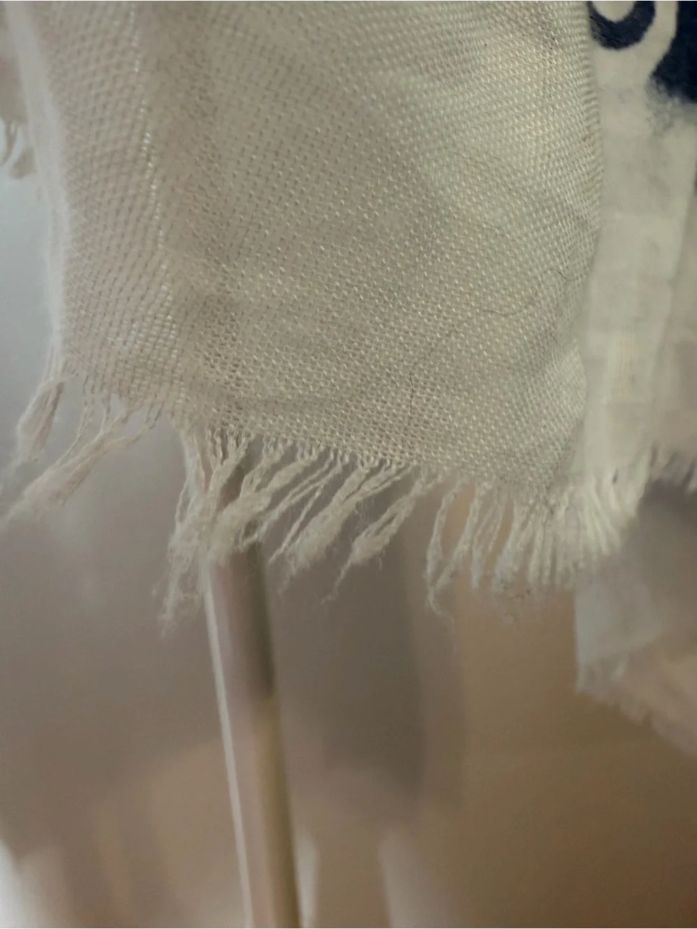 White & Blue Scarf, Shawl, Poncho Sheer Rome, Italy Theme with Fringe